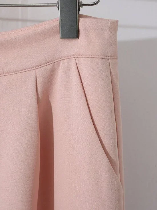 Pink Elegant Women's Two-Piece Set with Shawl Neck Camisole and Wide Leg Pants - Picture 5 of 5